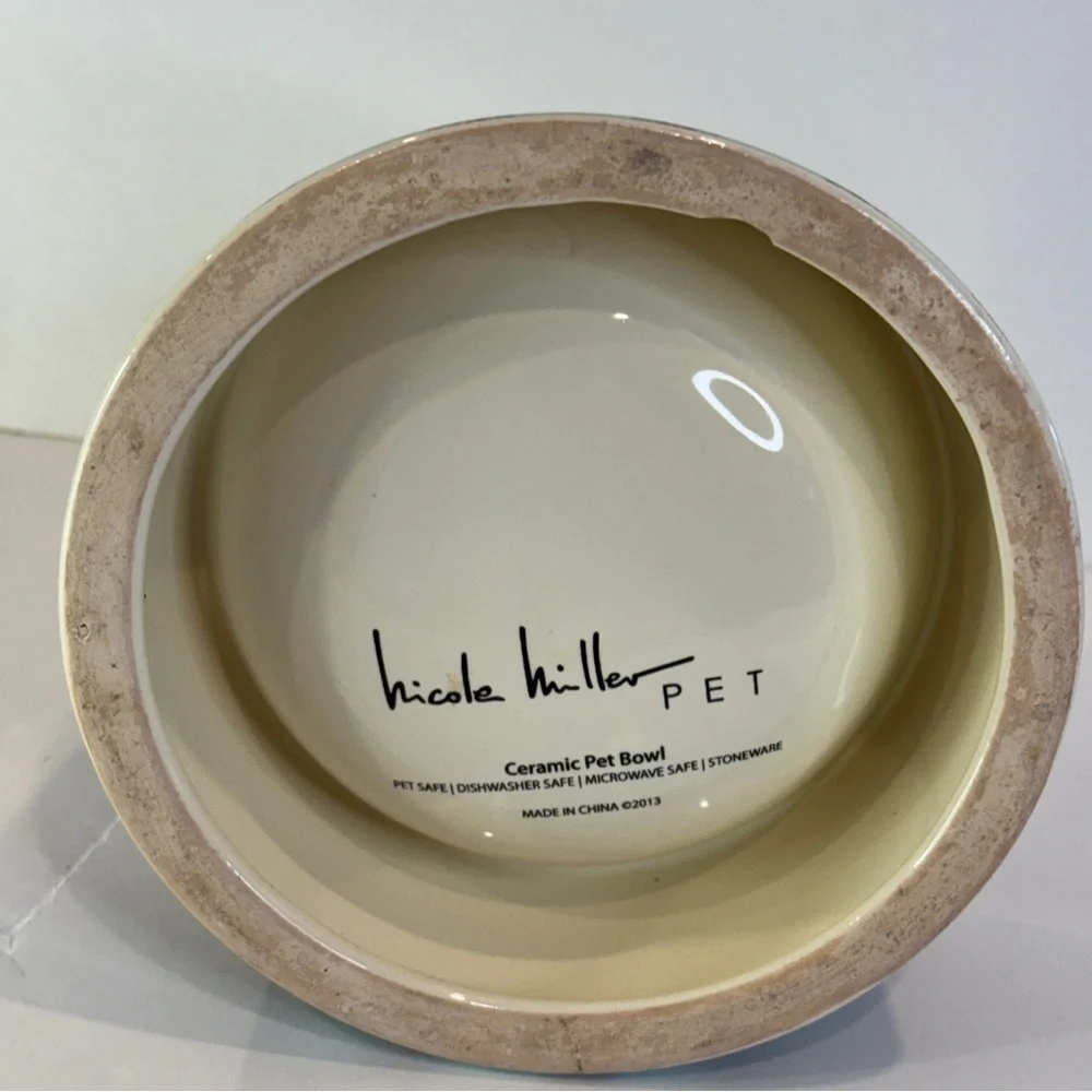 ✨ Nicole Miller Pet Ceramic Bowl – 5” Colorful Pattern Stoneware Dish
